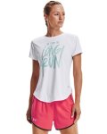 Women's Ua Long Run Graphic Short Sleeve - White XS