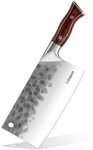 1 Piece Carbon Steel Stainless Steel Cleaver 7.8" Blade Square Meat With Hole & Pakkawood Handle