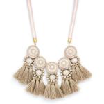 Goldair Gold Tone Blush Pink Tassel Necklace.