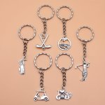 6PCS Silvery Sports Keychain Set - Golf & More Pendants Aluminum Alloy Simple Style For Men