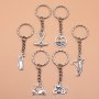 6pcs Silvery Sports Keychain Set - Golf & More Pendants Aluminum Alloy Simple Style For Men