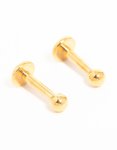 Goldair Gold Plated Titanium Micro Ball Flat Back Studs 2-PACK