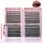 Diy Eyelash Extension Kit Black Cat Eye Lashes 9-16MM 640PCS D30+D40+D50 Black D Curl Eyelash Luster Extension Kit Natural Comic