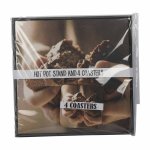 Wooden Hot Pot Stand With 4 Coasters - Hands Breaking Bread