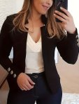 Button Decor Open Front Jacket Casual Long Sleeve Jacket For Spring & Fall Women's Clothing