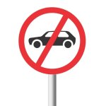 No Motor Cars Road Sign R223