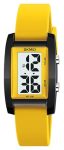 Gosasa Fashion Women's Men's Digital Watch Unisex Big Numbers Dial Rectangular Face Waterproof Silicone Strap LED Watches Yellow