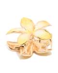 Goldair Gold Yellow Enamel Frangipani Flower Hair Claw Clip