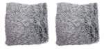 Smte Colorful Faux Fur Cushion Set Of 2 Grey With Keychain