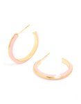 Waterproof Gold Plated Stainless Steel Light Pink Enamel Hoop Earrings