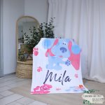 Fleece Blanket Blue Dog Cartoon