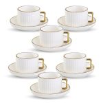 12 Piece Stripes Cup And Saucer Set 200ML