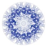 Blue Floral Pattern Round Tablecloth