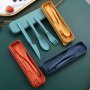 Plastic Flatware Set With Travel Case Portable Cutlery Combo Of Knife Fork And Spoon For Outdoor Picnic And Home Use - 3-PIECE Set