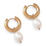 Goldair Gold Solid Pearl Midi Hoop Earrings