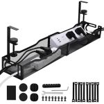 Under Desk Cable Management Box 25.3 Inch Clamp-mounted Cable Organizer Tray Large Cord Management Box For Office & Home Wire Or