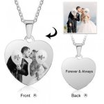 CNE101323 - Personalized Photo Heart Necklace With Engraving On The Back Stainless Steel