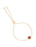 Goldair Gold Red Cubic Zirconia Square Halo Toggle Bracelet