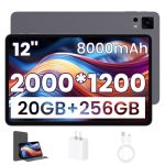 Robtomp Android Tablet 12 Inch Tablet With 2K Ips Display & Case Octa-core Up To 2 Ghz 20GB RAM 256GB Rom 1TB Expand 8000MAH