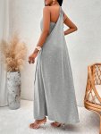 Solid Color Cross Halter Neck Dress Boho Asymmetrical Ankle Length Halter Dress For Spring & Summer Women's Clothing