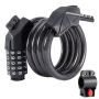 110CM Fortified 5-DIGIT Bicycle Lock - 12MM Thick Steel Cable Pvc Coating