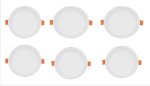Sylvania Panel Round Indoor Recessed LED Fixture 9W Daylight 30 000 Hours Lifespan -6 Units