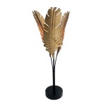 Banana Palm Metal Table Lamp In Black And Gold