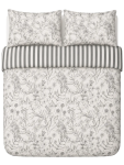 Queen Floral Stripe Bed Comforter - 220 X 200 Cm Charcoal