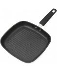 Square Grill Pan Non-stick Stone Coating Ridged Surface Black 22CM