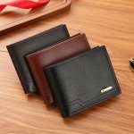 1PC Men's Short Wallet Fashion Casual Lychee Pattern Soft Wallet Large-capacity Card Holder Wallet