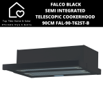 Falco Black Semi Integrated Telescopic Cookerhood - 90CM FAL-90-T62ST-B