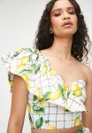 Co-ord Bubble Sleeve Top - Lemon Grid