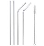 Reusable Stainless Steel Thin Silver Drinking Straws- 5 Piece- Easy Trade