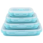 Folding Food Grade Silicone Lunch Box Microwave Food Container