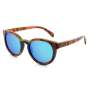 Round Skateboard Blue Lens Polarized Bamboo Sunglasses 4850-1