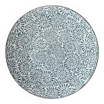 Ceramic Dinner Plate - Grey Twirl Leaves.