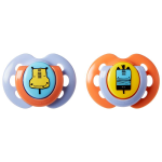 Tommee Tippee Fun Style Soothers Symmetrical Orthodontic Design Bpa-free Silicone 0-6M Pack Of 2