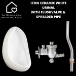 Icom Icon Ceramic White Urinal With Flushvalve & Spreader Pipe