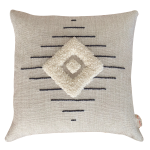 Zulu Pattern 3 Punch Needle Scatter Cover - 50CM X 50CM Natural On Oatmeal Fabric