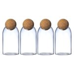 4 Pieces 15 X 9CM Glass Storage Container Jar With Airtight Seal Wooden Lid