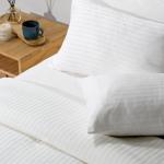 250 Thread Count Satin Stripe Duvet Cover Set White - Super-king 260 X 240CM
