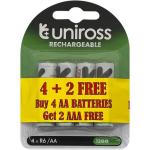 Uniross Rechargeable Aa BP4 + Aaa BP2 Free