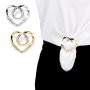 2pcs Elegant Alloy Heart Scarf Clips - Dual-Purpose T-Shirt Hem & Waist Cincher Buckles Mixed Colors