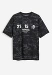 Drymove Loose Fit Sports T-Shirt With Cotton Feel - Black Marbled