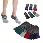 1 Pair Letter Graphic Non-slip Yoga Socks Five-toe Split Backless Breathable Grip Dance Socks For Pilates Barre Ballet