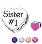 A13 - 925 Sterling Silver 1 Sister European Charm Bead - Rose