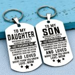 1PC Son Daughter Family Keychain From Dad Mom Pendant Vintage Stainless Steel Bag Keyring Ornament Bag Purse Charm Accessories