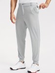 Men's Solid Mid Stretch Golf Jogger Pants With Zipper Pockets Slim Fit Quick Dry Athletic Pants For Golf Sports Activities