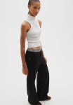 Low-waisted Twill Trousers - Black