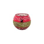 Red & Gold Xmas Rose Bowl 10.5CMX8.5CM